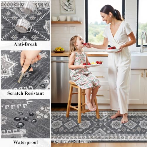 Ileading Anti Fatigue Kitchen Mat, Non Slip Cushioned Standing Floor Mat, Waterproof Kitchen Runner Rug, Farmhouse Comfort Padded Mat for Sink, Laundry, Office, Grey, 24''x71'' - color: Grey