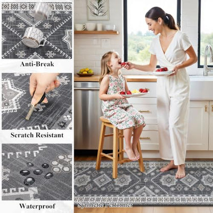 Ileading Anti Fatigue Kitchen Mat, Non Slip Cushioned Standing Floor Mat, Waterproof Kitchen Runner Rug, Farmhouse Comfort Padded Mat for Sink, Laundry, Office, Grey, 24''x71'' - color: Grey