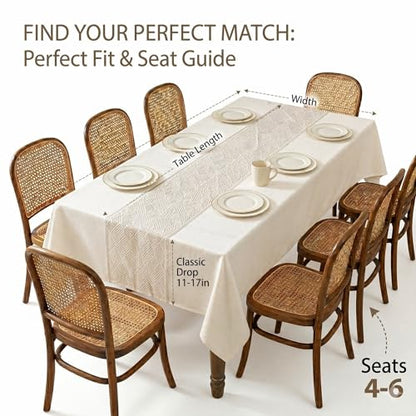 Nordic Faux Linen Tablecloth, Rectangle Modern Cream Beige Cover - color: Beige Bd, size: 55"x86"fits 6-8 seats (table length 62"-68")