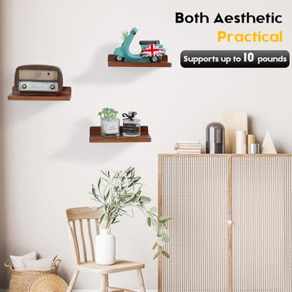 Small Floating Shelves for Wall,5x8.5 Inch,Set of 3,Dark Walnut - color: Dark Walnut