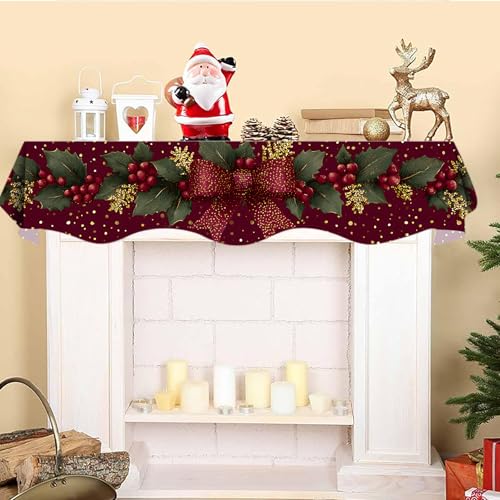 NYZE Christmas Mantel Scarf 70 x 17 Inch Fireplace Mantel Scarf Cover Decoration for Christmas Fireplace Scarf Shelf Top Runner Holiday Winter Home Decor - size: 70 x 17 in, style: Bow