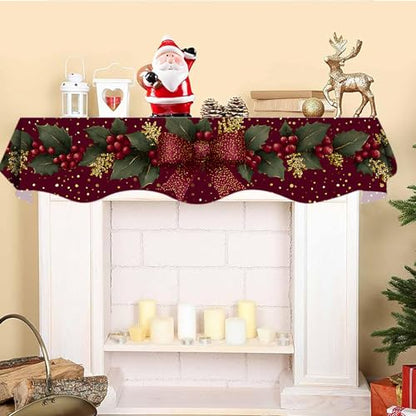 NYZE Christmas Mantel Scarf 70 x 17 Inch Fireplace Mantel Scarf Cover Decoration for Christmas Fireplace Scarf Shelf Top Runner Holiday Winter Home Decor - size: 70 x 17 in, style: Bow