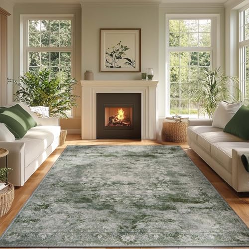 jinchan 8x10 Vintage Floral Area Rug, Large Washable Rug, Forest Green - color: Forest Green, size: 8' x 10' (Rectangular)