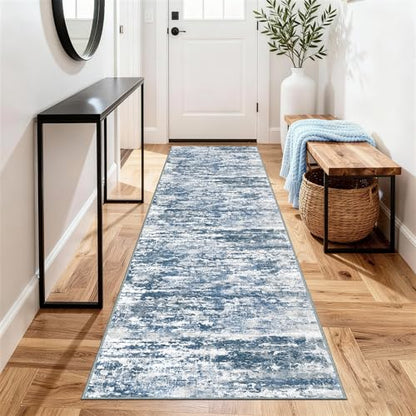 2.6x8 ft Wide Rug Runners for Hallways Non Slip, Kitchen Runner Rug, Blue - color: Abstract-blue, size: 2'7" x 8' (Runner)