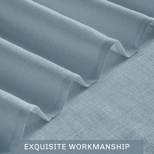 Melodieux Dusty Blue Semi Sheer Curtain Valance for Kitchen Cafe Small Windows Linen Rustic Rod Pocket Valance, 52 by 18 Inch, 1 Panel - color: Dusty Blue, size: 52"W x 18"L (Pack of 1)