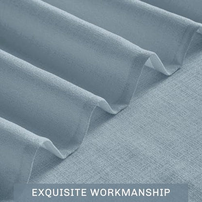 Melodieux Dusty Blue Semi Sheer Curtain Valance for Kitchen Cafe Small Windows Linen Rustic Rod Pocket Valance, 52 by 18 Inch, 1 Panel - color: Dusty Blue, size: 52"W x 18"L (Pack of 1)