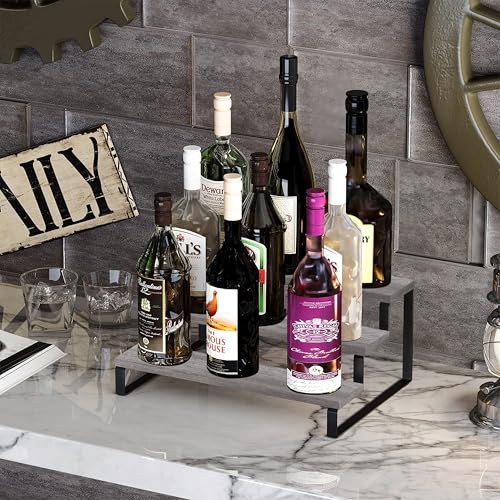 YINMIT Wooden Display Riser Stand, Tiered Perfume and Cologne Organizer Stand, 3 Tier Spice Rack Organizer, Rustic Display Shelf for Candles (3 Tier,Grey) - color: 3 Tier,1 Pack,Grey