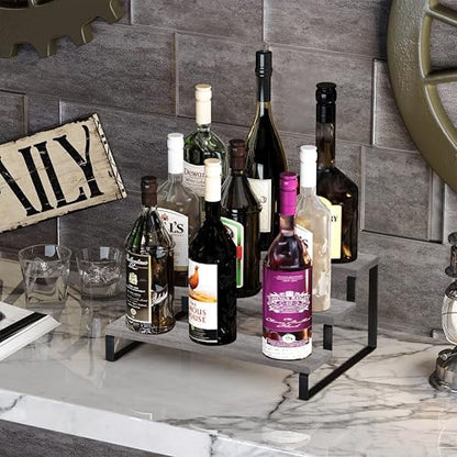 YINMIT Wooden Display Riser Stand, Tiered Perfume and Cologne Organizer Stand, 3 Tier Spice Rack Organizer, Rustic Display Shelf for Candles (3 Tier,Grey) - color: 3 Tier,1 Pack,Grey