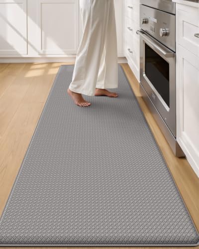 Color&Geometry Wide Kitchen Floor Mat 24x94 Anti Fatigue Easy Clean, Grey - color: Grey, size: 94"L x 24"W x 0.4"Th