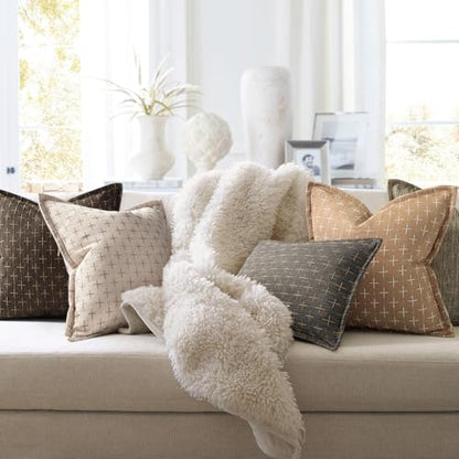 ZWJD Throw Pillow Covers 16x16 Set of 2 Soft Polyester Textured Pillow Covers with Stylish Flange Edge Cozy Farmhouse Throw Pillows for Couch Bed Sofa Living Room Camel - color: Camel, size: 16" x 16" (Pack of 2)