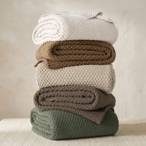 EVERGRACEHOME Chunky Chenille Knit Throw Blanket, 90 x 90, Mocha Brown - color: Mocha Brown, size: 90" X 90"
