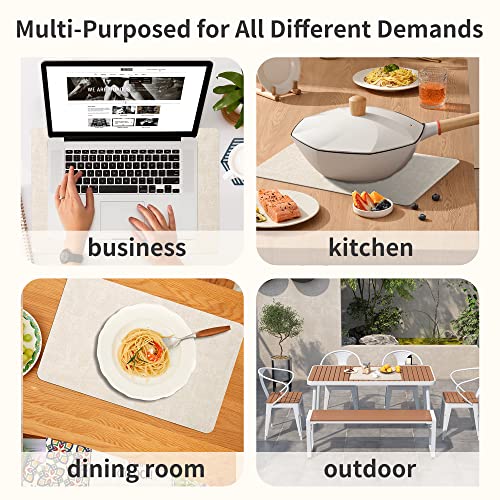 Maxpearl Faux Leather Placemats Set of 6, Easy to Clean, Beige - color: Beige