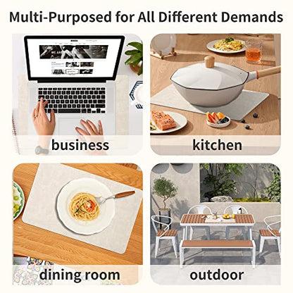 Maxpearl Faux Leather Placemats Set of 6, Easy to Clean, Beige - color: Beige