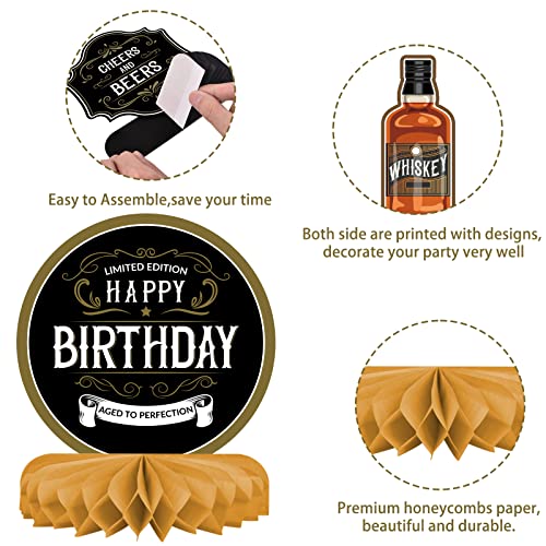 Whiskey pattern Birthday Party Decorations for MenTable Centerpiece Whiskey Honeycomb Table Toppers for 30th 40th 50th 60th 70th 80th Birthday decorations - style: birthday