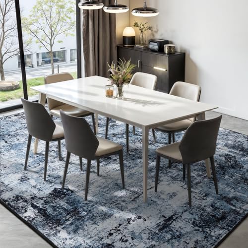 Rugflix 8x10 Area Rug for Living Room, Washable Navy Blue Dark Black Carpet - color: 01-ocean Blue, size: 8' x 10' (Rectangular)