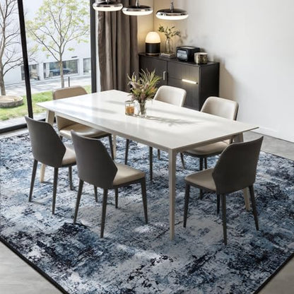Rugflix 8x10 Area Rug for Living Room, Washable Navy Blue Dark Black Carpet - color: 01-ocean Blue, size: 8' x 10' (Rectangular)