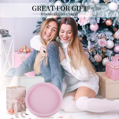 Hanobe Pink Round Decorative Tray with Beaded Edge - color: Pink