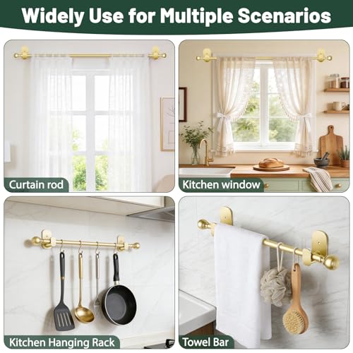 USFOOK Gold Curtain Rods No Drilling 16 to 30 Inch, 2 Pack - color: Gold, size: 16-30"(2 pack)