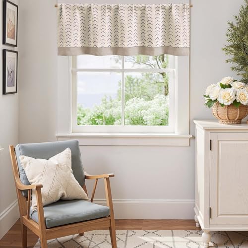 jinchan Arrow Linen Valance 18 Inch Modern Boho 1 Panel Black on Linen - color: Arrow | Black on Linen, size: 50"W x 18"L (Pack of 1)