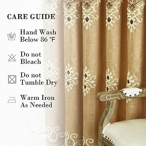 VOGOL Simple Chenille Jacquard Blackout Window Elegance Curtains/Drapes/Panels/Treatments for Bedroom Living Room, 60 x 106, Top Grommets (2 Panels) - color: Coffee-curtain, size: 60"W x 106"L (Pack of 2)