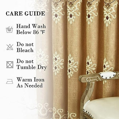 VOGOL Simple Chenille Jacquard Blackout Window Elegance Curtains/Drapes/Panels/Treatments for Bedroom Living Room, 60 x 106, Top Grommets (2 Panels) - color: Coffee-curtain, size: 60"W x 106"L (Pack of 2)