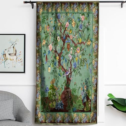 HMS Happy Memories Door Curtain, Tree of Life, 52"x84", 1 Panel - color: Green Tree of Live