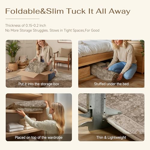 HUGEAR 2x3 Taupe Retro Distressed Washable Area Rug for Entryway - color: A| Taupe, size: 2' x 3' (Rectangular)