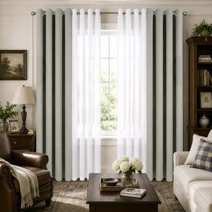 Layered Window Treatments Curtains for Bedroom, Living Room, 4 Panel Set - color: Grey, size: 54"W x 84"L (Pack of 4)
