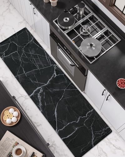 DEXI Kitchen Floor Mats Cushioned Anti Fatigue, 23x107 Black Marble - color: Black Marble, size: 107"L x 23"W x 0.4"Th
