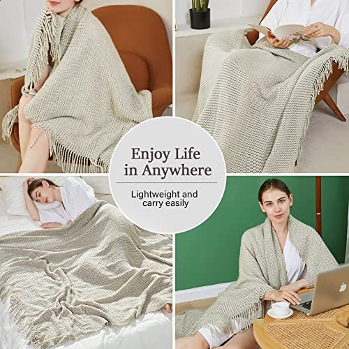 Blagic Wheat Textured Knit Throw Blanket for Couch,Grey and White,50"x60" - color: F-grey & White, size: 50 × 60 in