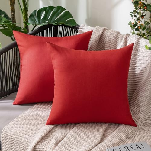 MIULEE Decorative Outdoor Pillow Covers Christmas 16x16 Red - color: Red, size: 16" x 16" (Pack of 2)