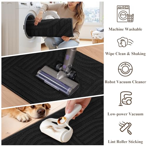 U'Artlines Kitchen Rugs and Mats Set of 3, Black 20x32+20x48+20x59 - color: Black