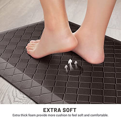 HappyTrends Kitchen Floor Mat - 4/5 Inch Thick Anti-Fatigue Kitchen Rug - color: Chocolate, size: 28"L x 17.3"W x 0.8"Th