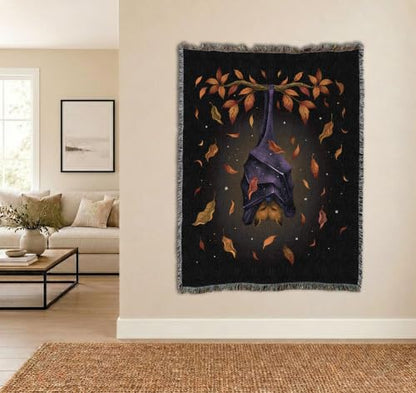 Pure Country Weavers Autumn Bat Blanket by Episodic Drawing- Fantasy Gift Tapestry Throw Woven from Cotton - Made in The USA (72x54) - color: Autumn Bat, size: 72x54