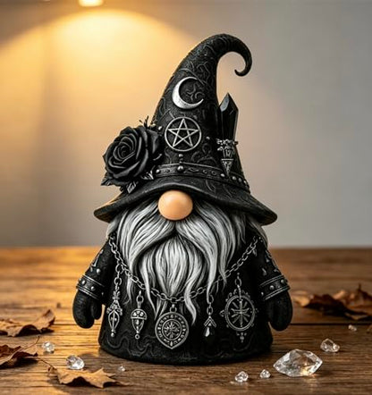 Gothic Witch Gnome Figurine 5.1 Inch Halloween Gnome Statue Black Gnomes - color: Black_gnome
