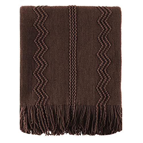 BATTILO HOME Brown Throw Blanket for Couch, 50"x60" - color: Brown Wavy, size: 50 x 60 in.