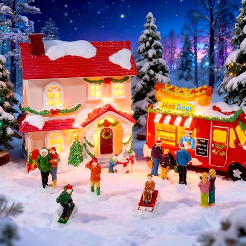 Rileryan 8 PCS Miniature Christmas Village People Figurines - style: A