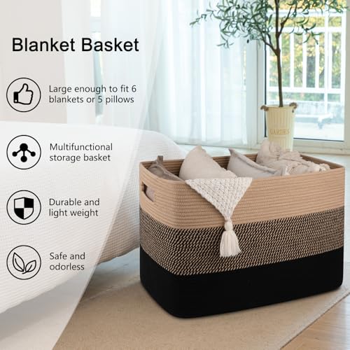 OIAHOMY 108L Extra Large Blanket Basket Dog Toy Basket Yellow and Black - color: Yellow and Black