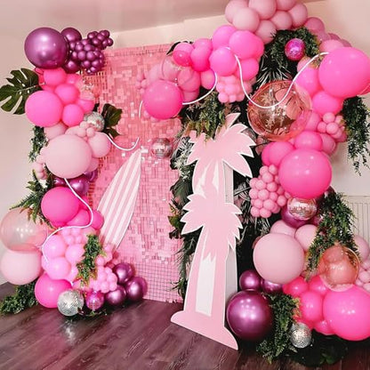 Patimate Pink Balloons Set 50 pcs 12 inch Metallic Hot Pink Latex Balloons - color: Metallic Hot Pink