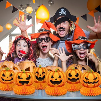 Faccito 9 Pcs Halloween Pumpkin Honeycomb Centerpieces Table Decorations - style: Cute