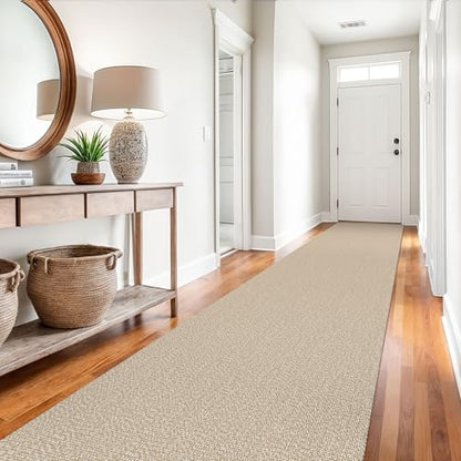 EARTHALL Washable Runner Rug, Non Slip Hallway Runner, 3x14 Ft, Sand/Beige - color: Sand/Beige, size: 3' x 14' (Rectangular)