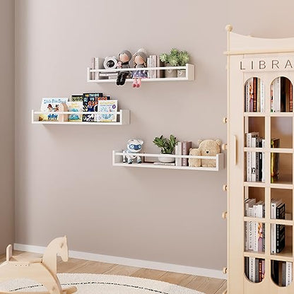 Fixwal Floating Nursery Book Shelves for Wall, 23.6 Inches, Set of 3, White - color: White, size: 23.6inches