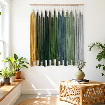 Macrame Wall Hanging Large Boho Home Decor Aesthetic Modern Chic Wall Art - color: Green