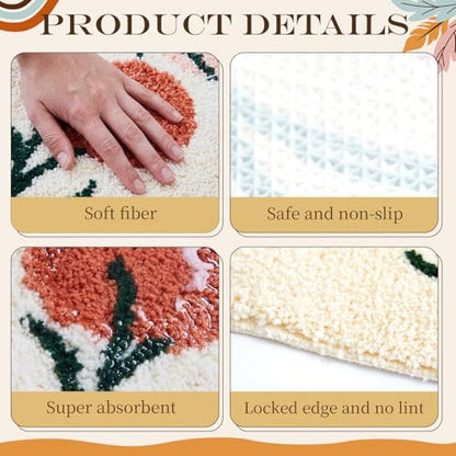 Drydiet U Shaped Toilet Rug Washable Cute Bath Mat 24x20,Boho Color - style: Boho Color