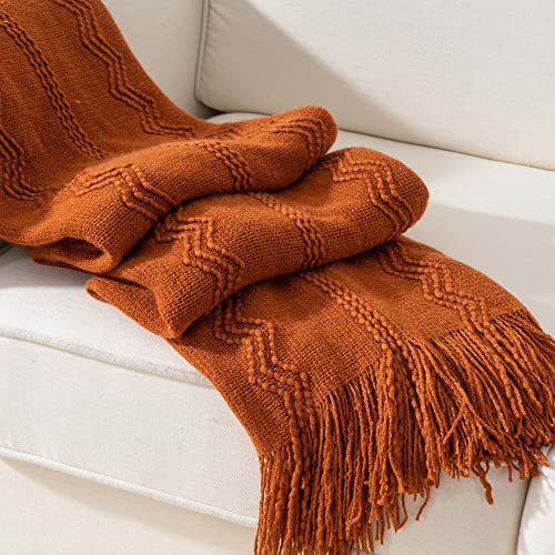 BATTILO HOME Rust Throw Blanket for Couch, 50"x60" - color: Caramel, size: 50 x 60 in.