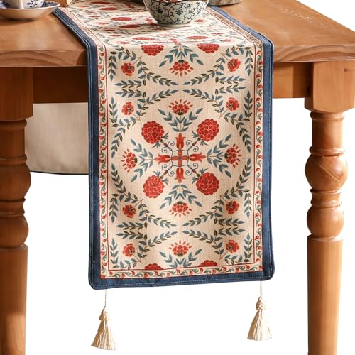 Patdrea Designer French Elegant Linen Table Runner,12"X71"-Puno B - color: Puno B Linen, size: 12"*71"