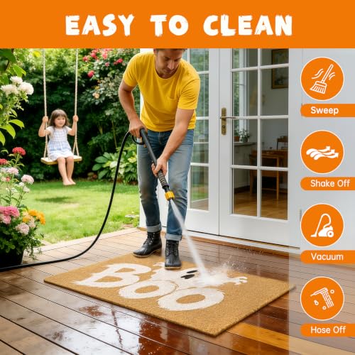 Halloween Welcome Mat Ghost Boo Non-Slip Front Door Mat, 17x29 in - color: Ghost Boo