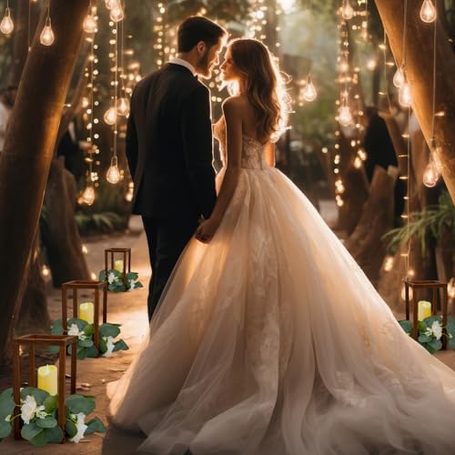 Sabary 5 Sets/ 15 Pcs Wooden Lantern LED Candles Wedding Centerpiece