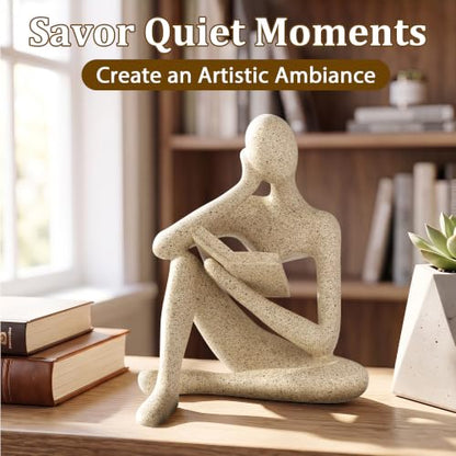 5.2 Inch Thinker Statue Bookshelf Decor, Large Resin Abstract Art Sculpture - size: 5.2"x4.5"x3.8"