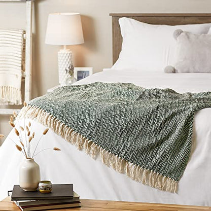 DII Diamond Throw Collection Cotton Woven, 50x60, Hunter Green - color: Hunter Green, size: 50x60"